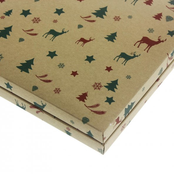 Yılbaşı Desenli Madlen Çikolata Hediye Kutusu 22,5x23,5cm - 3