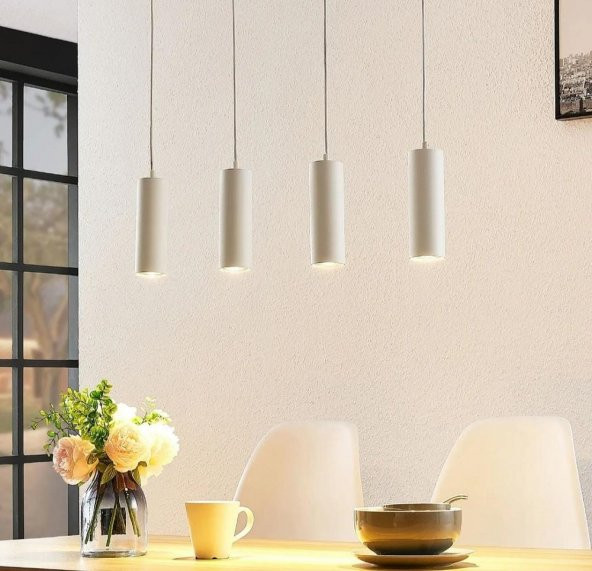 MYLIGHTS 4 LÜ BEYAZ SIRALI MASA ÜSTÜ  LEDLİ SARKIT AVİZE ( EV İŞYERİ YADA CAFE)