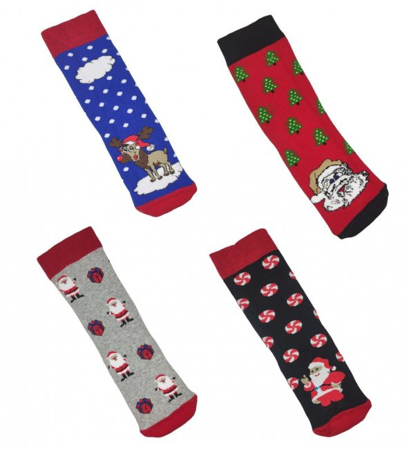 Bayan Parfümlü Yılbaşı Temalı Dörtlü Havlu Çorap Seti - 2