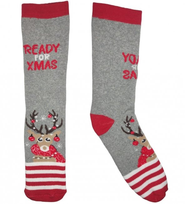 Unİsex Yılbaşı Temalı Altılı Havlu Çorap Seti - 4