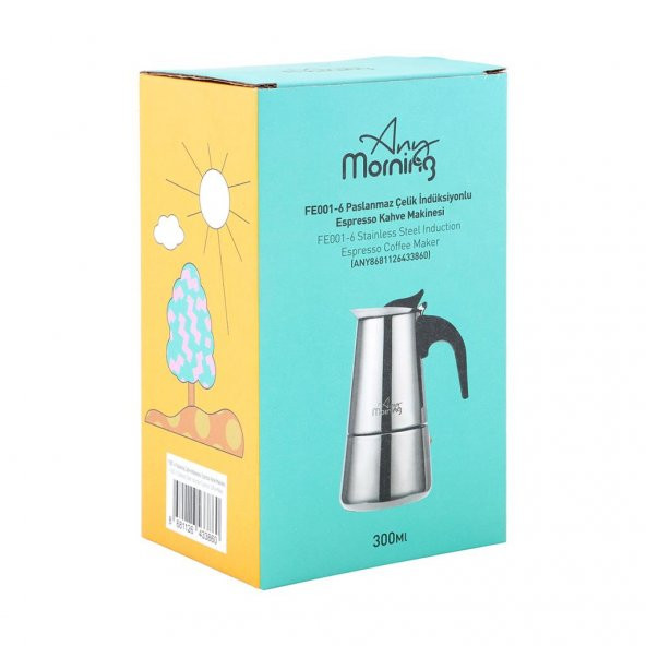 Any Morning FE001-4 Paslanmaz Çelik İndüsiyonlu Espresso Kahve Makinası 200 Ml - 8