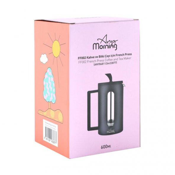 Any Morning FF002 Kahve ve Bitki Çayı için French Press 600 ML - 8