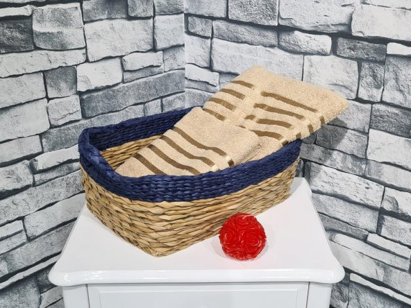 Plain 100 Pamuklu Jakarlı 2 Li Havlu Seti Cappucino