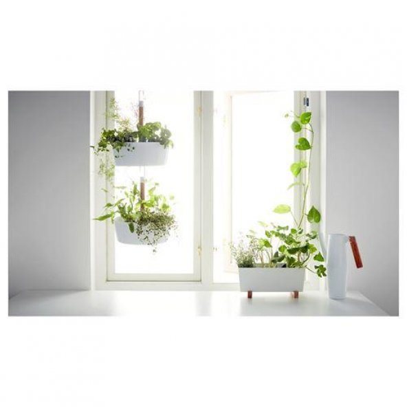 Ayak Standlı Metal Saksı MeridyenDukkan Beyaz Renk, 32x15 cm İç Mekan - 6