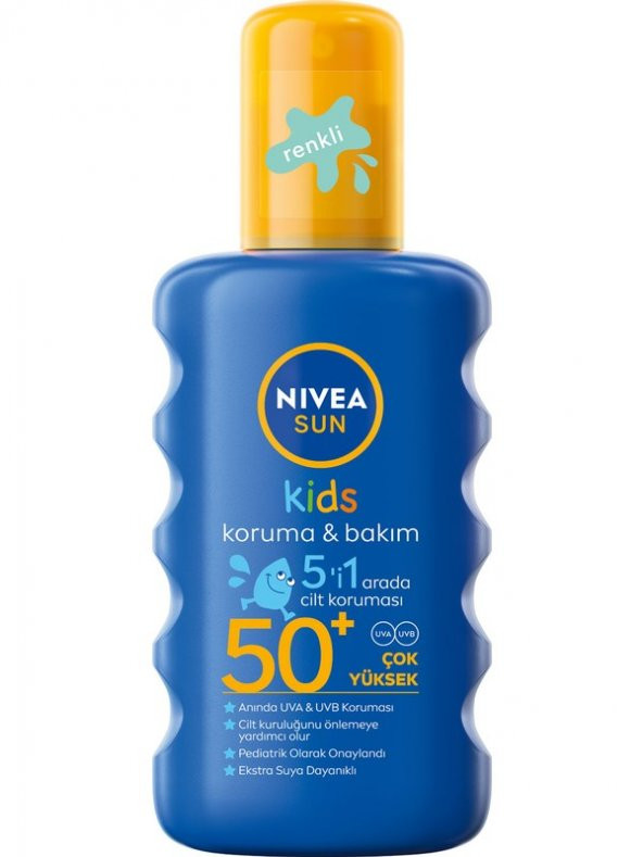 Nivea Sun Çocuk Renkli Nemlendirici Güneş Spreyi Gkf 50+ 200 Ml