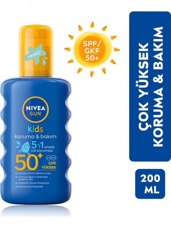 Nivea Sun Çocuk Renkli Nemlendirici Güneş Spreyi Gkf 50+ 200 Ml - 2