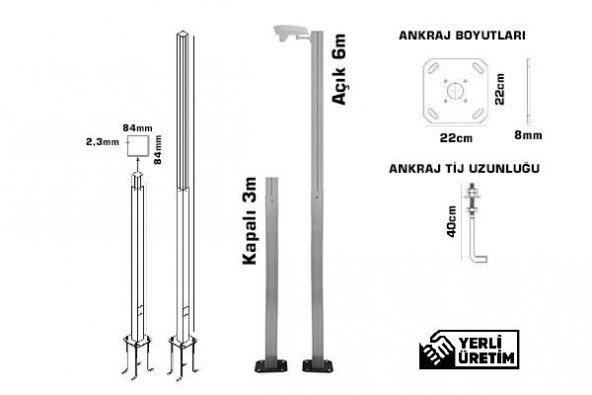 OİS XTR 1001 6 Metre Teleskopik Kamera Direği (Alüminyum)