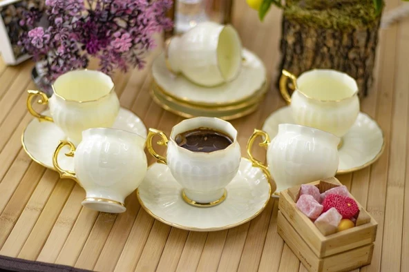 GLAMOUR LONDON 12 PARÇA 6 KİŞİLİK KAHVE SETİ ALTIN RENK - 2