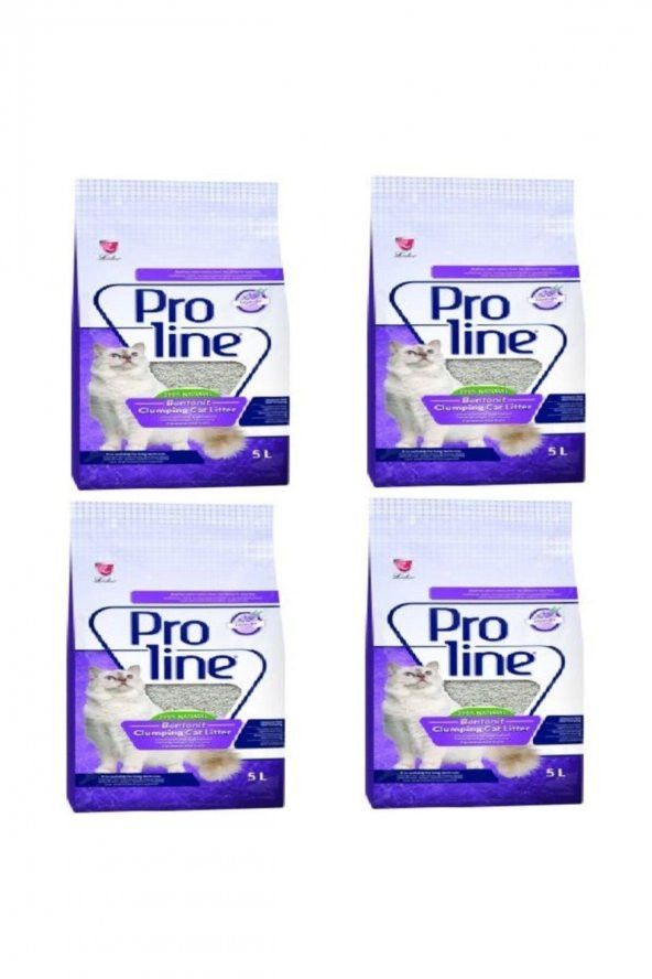 Pro Line Lavantalı Kokulu Bentonit Kedi Kumu 5 lt x 4 Adet