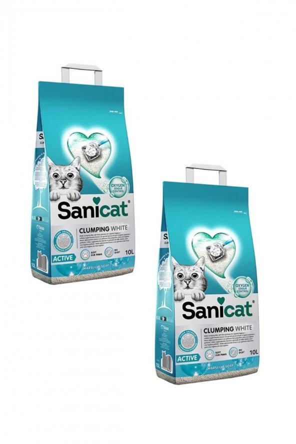 Sanicat Active Marsilya Sabun Kokulu Topaklanan Kedi Kumu 10 Lt (2 Adet)