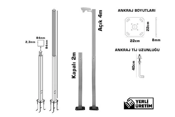 OİS XTR 1001 4 Metre Teleskopik Kamera Direği (Alüminyum)