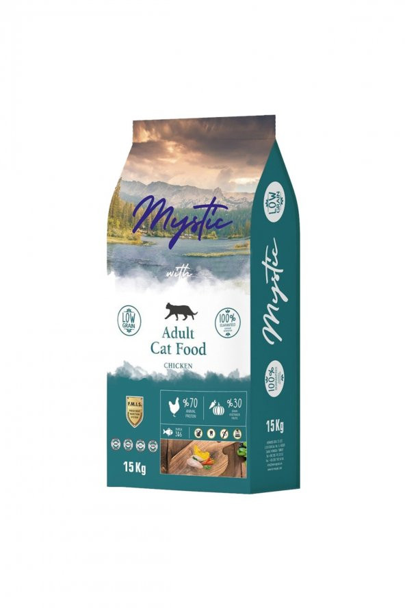 Mystic Az Tahıllı Yetişkin Kedi Maması Tavuklu 15 Kg