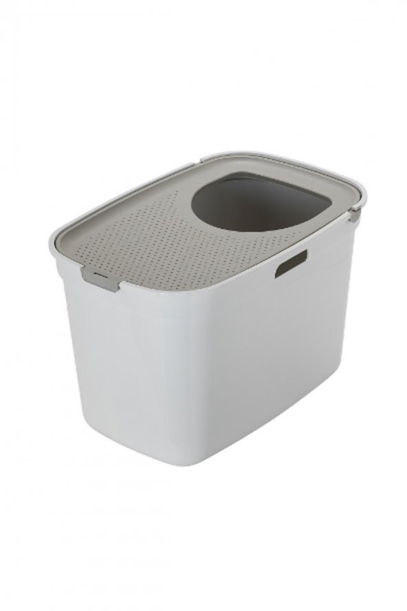 Moderna Top Cat Üstten Girişli Kapalı Kedi Tuvaleti 59 cm Beyaz/Gri