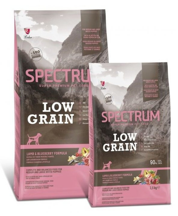 Spectrum Low Grain Orta-Büyük Irk Yavru Köpek Maması Kuzu Etli&Yaban Mersinli 12 Kg