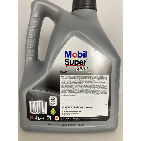 Mobil Süper 2000 X1 10W-40 4lt Benzin ve Dizel Motor Yağı( Üretim Yılı : 04/2024) - 3