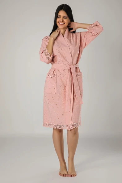 Kimono Keten Pamuklu Bayan Sabahlık - 4