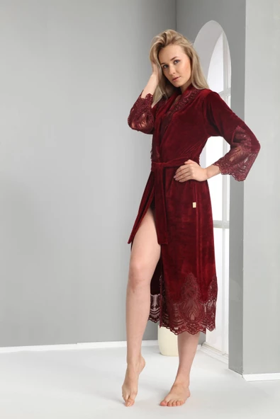 Nuşa dantelli Bambo Cotton Bayan Sabahlık - 8