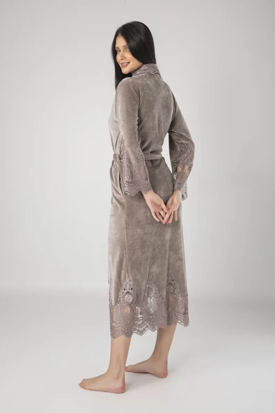 Nuşa dantelli Bambo Cotton Bayan Sabahlık - 5