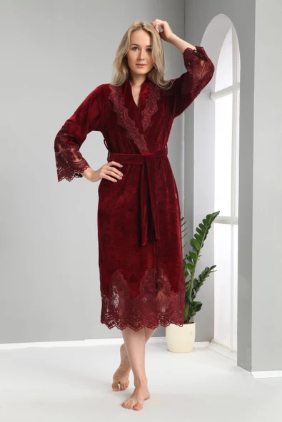 Nuşa dantelli Bambo Cotton Bayan Sabahlık - 2