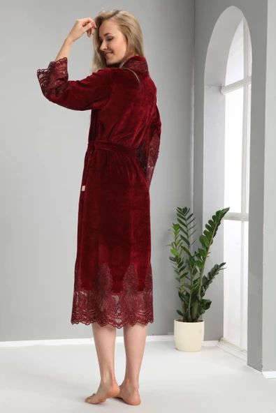 Nuşa dantelli Bambo Cotton Bayan Sabahlık - 10