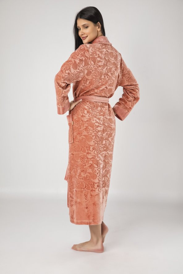 Pudra Jakarlı Bambo Cotton Bayan Sabahlık - 2