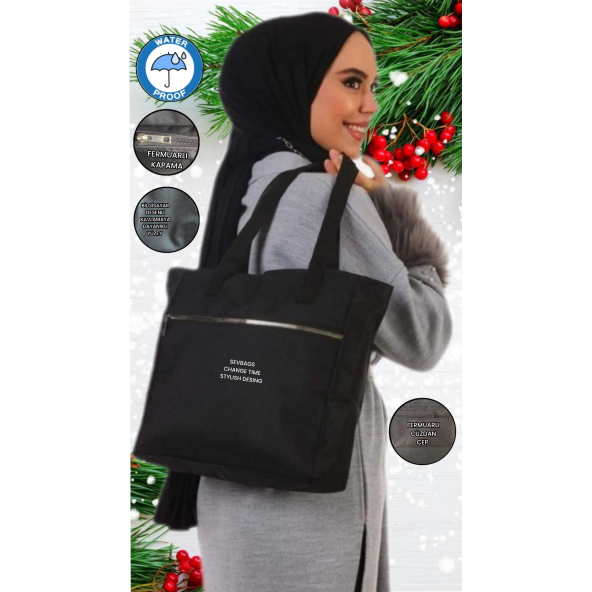 SEVBAGS KADIN SİYAH OMUZ VE KOL ÇANTASI
