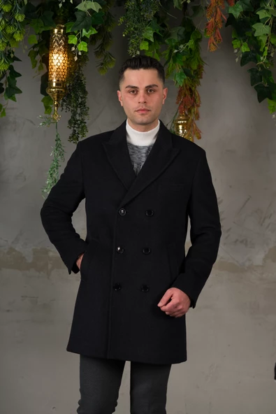 SİR KRUVAZE SİVRİ YAKA BALIKSIRTI KAŞMİR REGULAR FİT ERKEK KABAN - 2