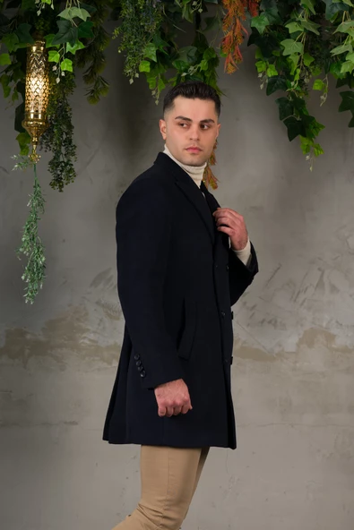 SİR KRUVAZE SİVRİ YAKA BALIKSIRTI KAŞMİR REGULAR FİT ERKEK KABAN - 10