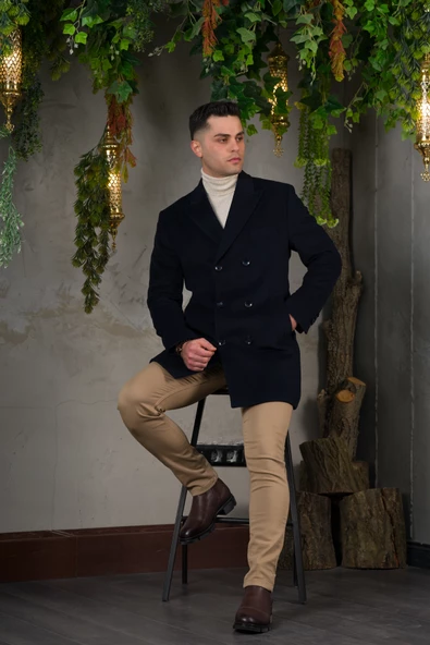 SİR KRUVAZE SİVRİ YAKA BALIKSIRTI KAŞMİR REGULAR FİT ERKEK KABAN - 7