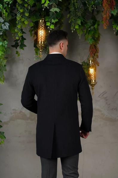 SİR KRUVAZE SİVRİ YAKA BALIKSIRTI KAŞMİR REGULAR FİT ERKEK KABAN - 5