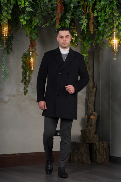 SİR KRUVAZE SİVRİ YAKA BALIKSIRTI KAŞMİR REGULAR FİT ERKEK KABAN - 3