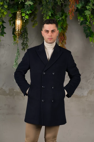 SİR KRUVAZE SİVRİ YAKA BALIKSIRTI KAŞMİR REGULAR FİT ERKEK KABAN - 9