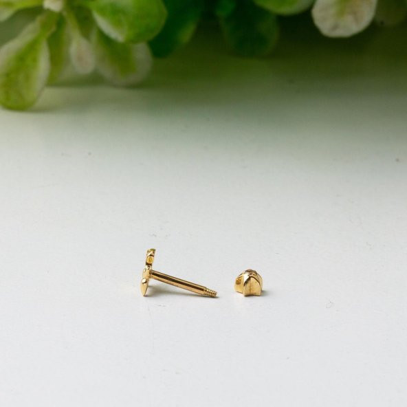 14 Ayar Altın Tragus Piercing Küpe - 3