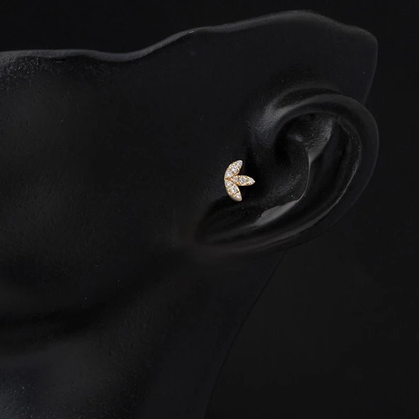 14 Ayar Altın Tragus Piercing Küpe - 2