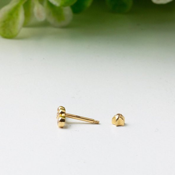 14 Ayar Altın Piercing Tragus Küpe - 3