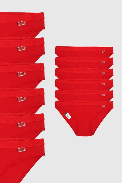 Tutku 12 li Tutku Yazılı Bayan Bikini Külot Kırmızı - 2