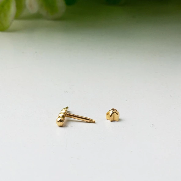 14 Ayar Altın Piercing Tragus Küpe - 3