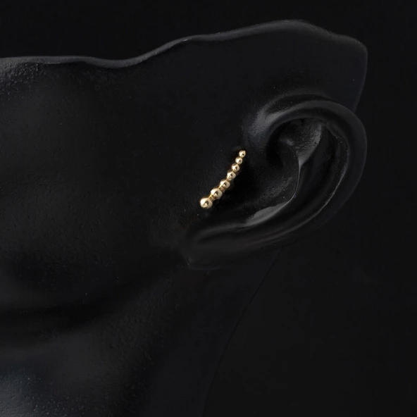 14 Ayar Altın Piercing Tragus Küpe - 2