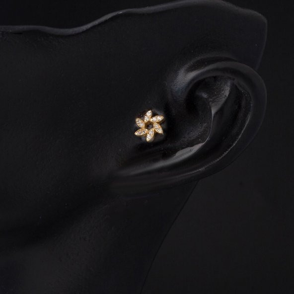 14 Ayar Altın Piercing Tragus Küpe - 2
