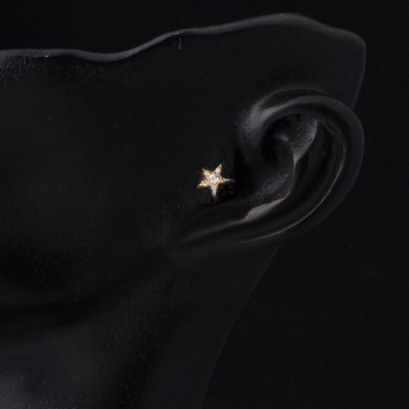 14 Ayar Altın Yıldız Tragus Küpe - 2