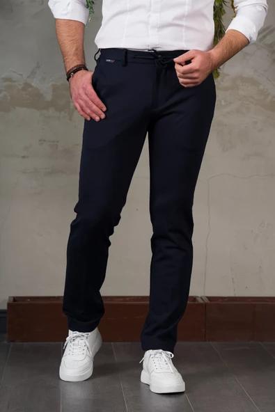 ECER LİKRALI BELİ LASTİKLİ İPLİKLİ KIŞLIK KUMAŞ ERKEK JOGGER PANTOLON - 3