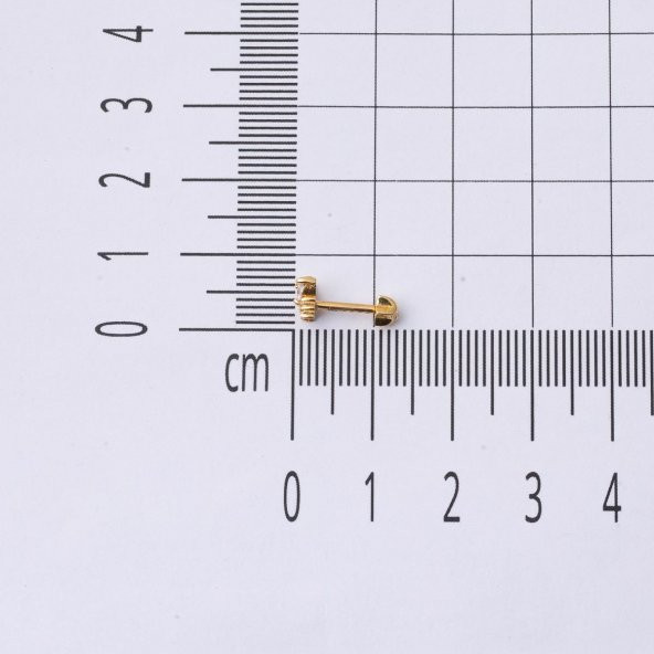 14 Ayar Altın Kırmızı Tragus Küpe - 5