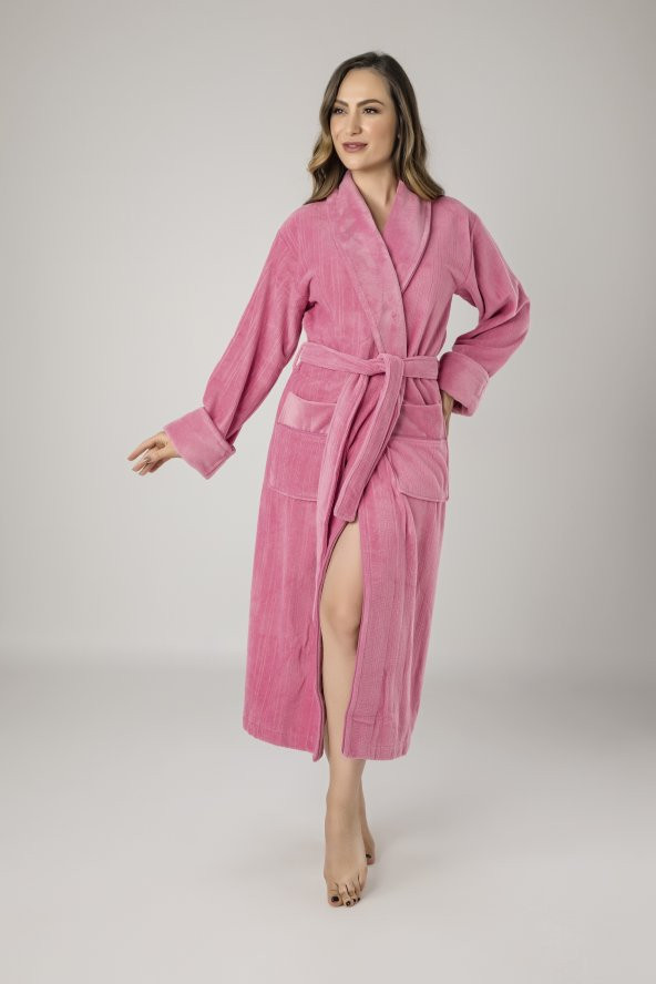 Pembe Filoşlu Cotton Bayan Bornozu