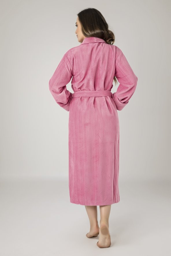 Pembe Filoşlu Cotton Bayan Bornozu - 2
