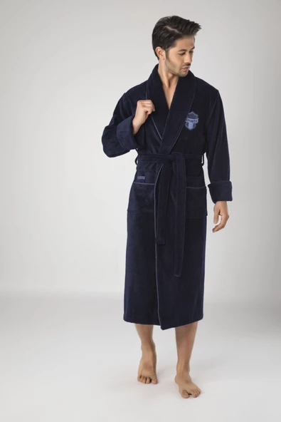Nuşa Sports Nakışlı Bambo Cotton Erkek Bornozu - 3
