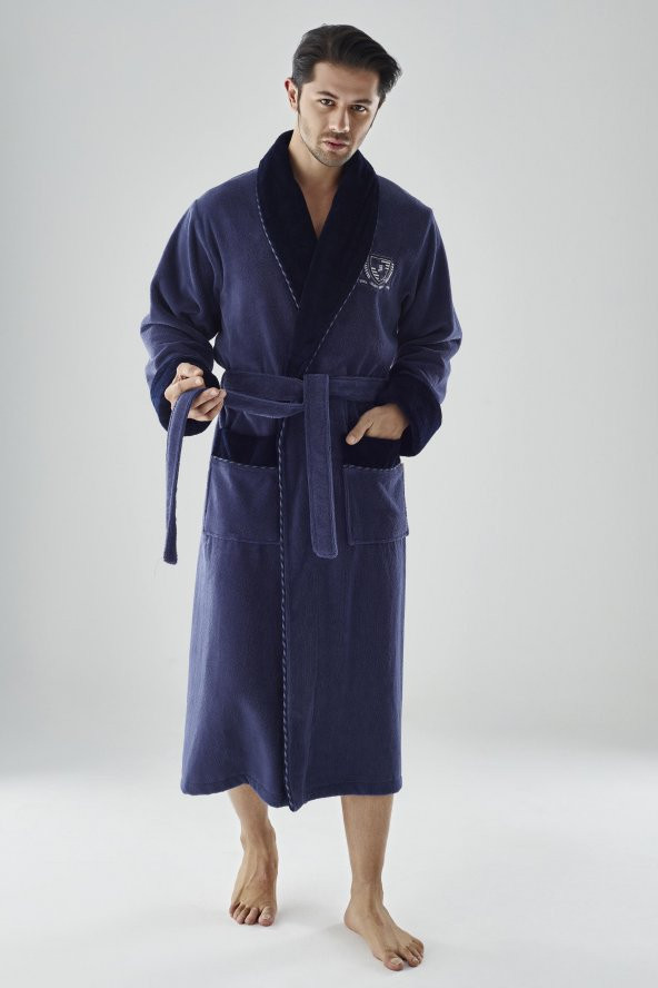 Nusa MEN Nakışlı Bambo Cotton Erkek Bornozu - 6