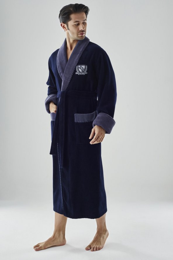 Nusa MEN Nakışlı Bambo Cotton Erkek Bornozu - 9