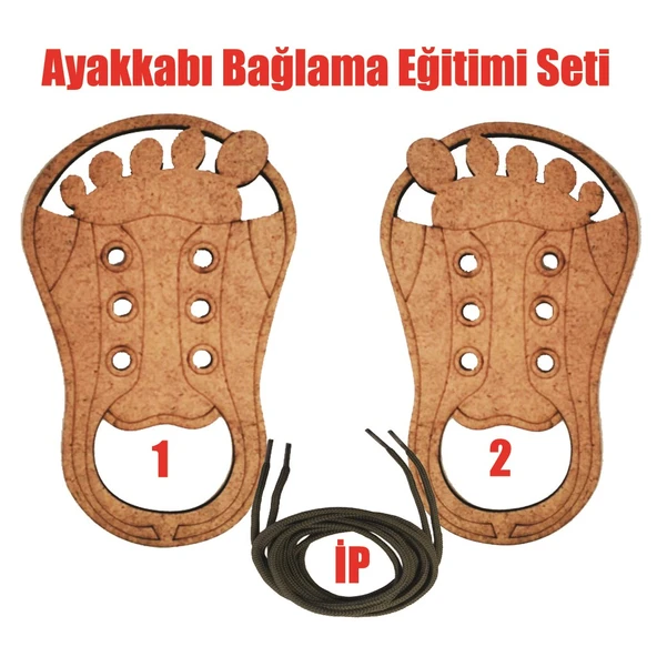 Ahşap Ayakkabı Bağlama Öğrenme Seti, Montessori Oyuncağı, Stem - 2