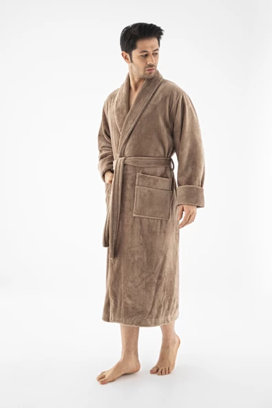 Devetüyü Biyeli Bambu Cotton Erkek Bornozu - 2