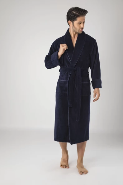 Devetüyü Biyeli Bambu Cotton Erkek Bornozu - 2